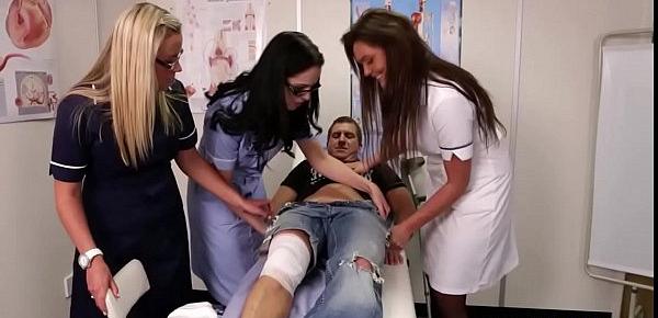  Patient gets sucked by hot CFNM nurses